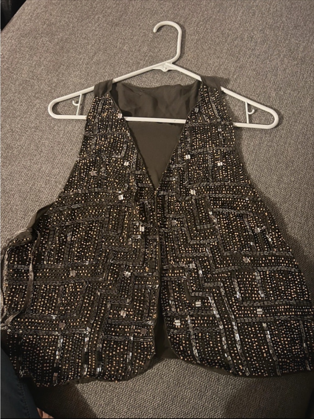 Embellished Beaded Sleeveless Vest - Olive/Gold